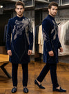Premium Designer Navy Blue Indo Western for Groom Reception and Cocktail Wear in California