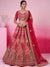 Rani Pink Gadhwal Silk Bridal Lehenga showcasing stunning back embroidery for luxury wedding & festive wear | BharatPlaza