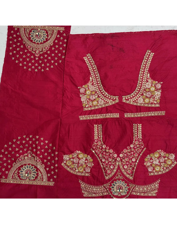 Rani Pink Gadhwal Silk Bridal Lehenga featuring a magnificent wide flare design for luxury bridal weddings | BharatPlaza