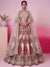 Ivory Red Gadhwal Silk Bridal Lehenga highlighting exquisite softnet dupatta with heavy lace work | BharatPlaza