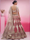 Ivory Red Gadhwal Silk Bridal Lehenga featuring exquisite dabka handwork for luxury wedding celebrations | BharatPlaza