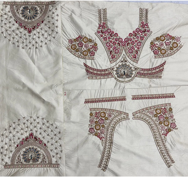 Ivory Red Gadhwal Silk Bridal Lehenga showing exquisite traditional bridal aesthetics for luxury weddings | BharatPlaza