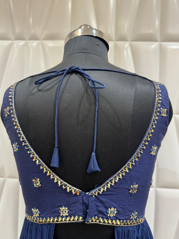 Backless Choli with Celebrity-Inspired Indo-Western Outfit For Cousins in Toronto, Canada