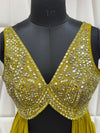 Olive Gold Chinnon Palazzo Set for New York USA NRI Luxury Events