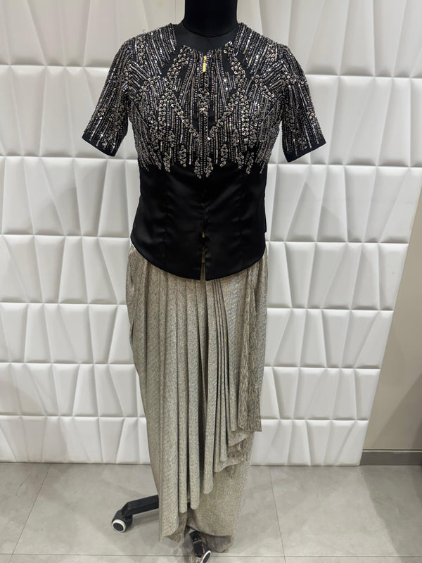 Designer Sequin Top with Dhoti Pants for London UK Fashion Event