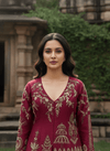 Luxury Embroidered Maroon Indo-Western Set for Dubai Festive Gathering