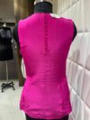 Back View Of Hot Pink Habutai Silk Indo Western Top With Elegant Button Closure