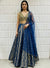 Royal Blue Indo Western Kali Palazzo Set With Mirror Work Top And Net Dupatta