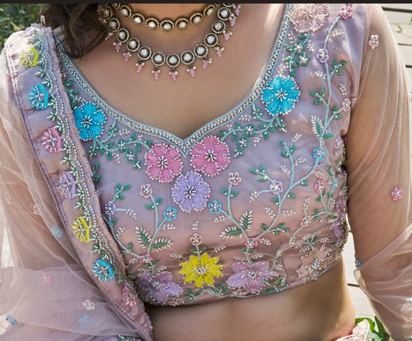 Luxury pastel lehenga for a bride's friend at Dehradun destination weddings