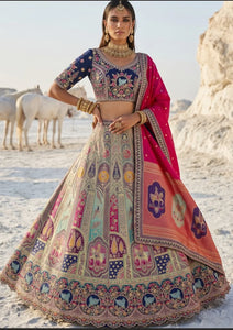 Jaipur Wedding Fashion: Shop Online Navy Blue Heritage Couture Lehenga