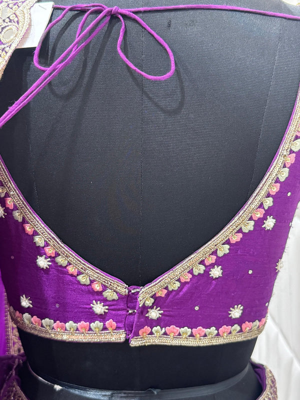 Royal Purple Designer Ghagra Choli Back View Leicester UK | Live Original Product