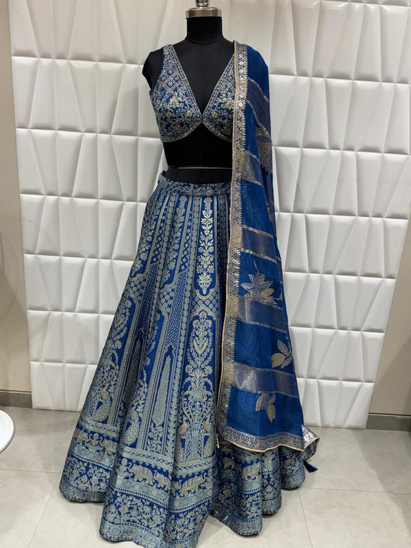 Live Original Product Image Of Royal Blue Banarasi Kali Ghagra Choli