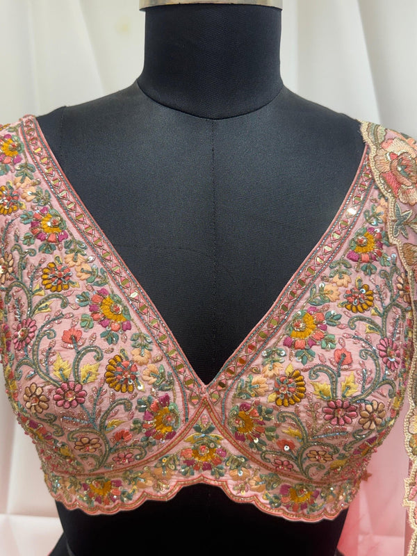 Blush Pink Designer Ghagra Choli With Dupatta For Sangeet Celebration In London UK | Live Original Product Image