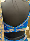 Net Dupatta, Crepe Kali Skirt, with Royal Sapphire Blue Silk Ghagra Choli