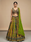 Multi-color silk ghagra choli for a mehendi function in Jaipur Wedding