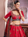 Buy Maroon Printed Silk Lehenga: Exquisite Family Wedding Outfits