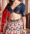 Contemporary Multicolored Silk Lehenga Choli: Customized for the Sangeet Event
