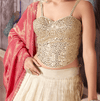 Corset Mirror Work Sangeet Wear in a Cream Tissue Silk Bridal Lehenga