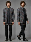 Luxury T-blue layered Jacket Jodhpuri for destination groom weddings in Dubai and Paris