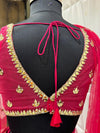 Back Design Of Hot Pink Indo Western Blouse With Mirror Work And Stylish Tie Closure for Chandigarh Girls