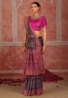 Purple Pink Pure Shana Silk Designer Saree featuring elegant pure Kutchi work for wedding & festive wear | BharatPlaza