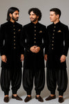 Black Velvet Indo Western with Black Patiala Baggy Pant – Groomsmen