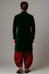 Elegant the Emerald Green Velvet Indowestern - Designer Mens Wear - Bharat Plaza