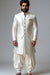 Wedding Groomswear - Ivory Velvet Indo-Western Sherwani - Bharat Plaza