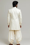 Wedding Groomswear - Ivory Velvet Indo-Western Sherwani - Bharat Plaza