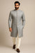 Royal Silver Grey Sherwani 3-Piece Set with Cotton Kurta & Churidar - Bharat Plaza