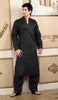 Black Linen Kurta with Resham Thread Neckline