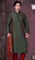 Green Maroon Dupion Silk Kurta Set with Thread Lining Work