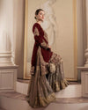 bridal style maroon sharara suit with dupatta traditional indian wear