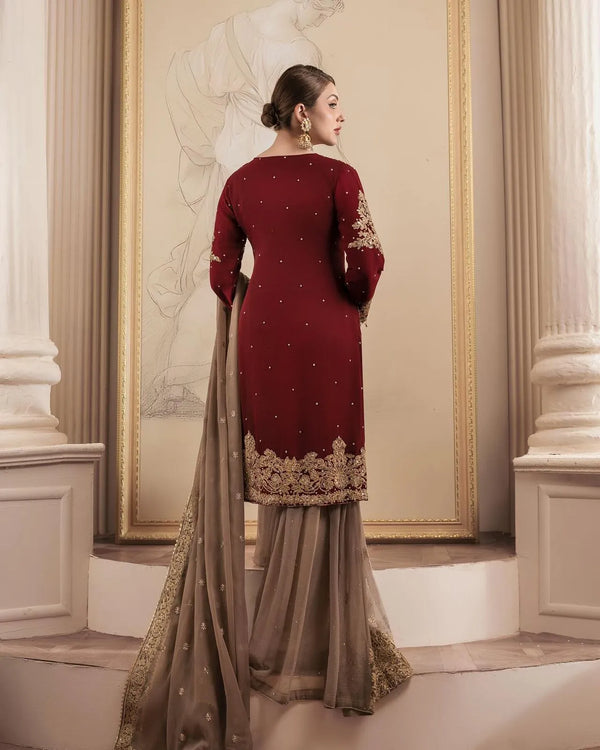 heavy work sharara suit for wedding function party wear ethnic dress