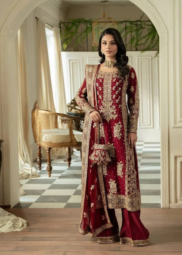 maroon designer palazzo suit with heavy embroidery wedding wear for women