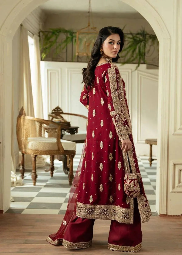 faux georgette palazzo suit with pearl and sequence work festive outfit