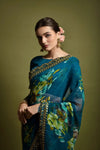 Georgette Floral Saree with Foil Work & Bengalori Silk Blouse