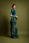 Georgette Floral Saree with Foil Work & Bengalori Silk Blouse