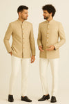 Wedding Designer Wear: Beige High-End Jodhpuri Suit