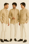 Wedding Designer Wear: Beige High-End Jodhpuri Suit