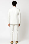 Back view of white Bandhgala Jodhpuri suit with matching trousers for a Chandigarh wedding