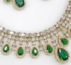 Green Emerald CZ Mehandi Bridal Choker Set in Polish