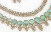 Polish Designer Choker Set with Mint Green CZs and Mehandi Work