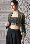 designer satin crepe palazzo suit for women
