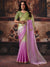 Green Pink 2D Shaded Fendy Satin Designer Saree showcasing luxurious double color tones for festive wear | BharatPlaza