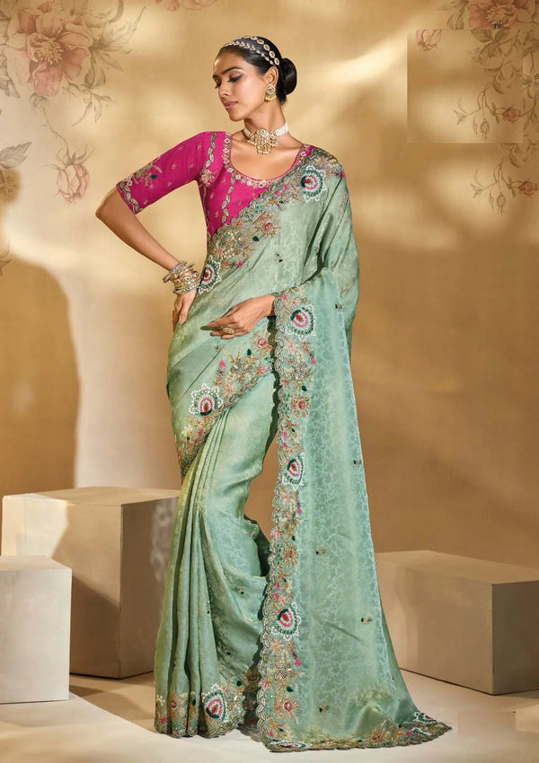 Sea Green Designer Saree for Oslo Indian Wedding Saree Collection