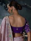 Lavender Tissue Silk Organza Designer Saree displaying stunning back sequence work for luxury weddings | BharatPlaza
