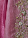 Pink Ombre Tissue Silk Organza Designer Saree featuring intricate sequence and thread work on the border | BharatPlaza