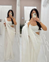 Elegant White Silk Ready-To-Wear Saree by Designer | Code SRSC 307