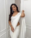 Elegant White Silk Ready-To-Wear Saree by Designer | Code SRSC 307